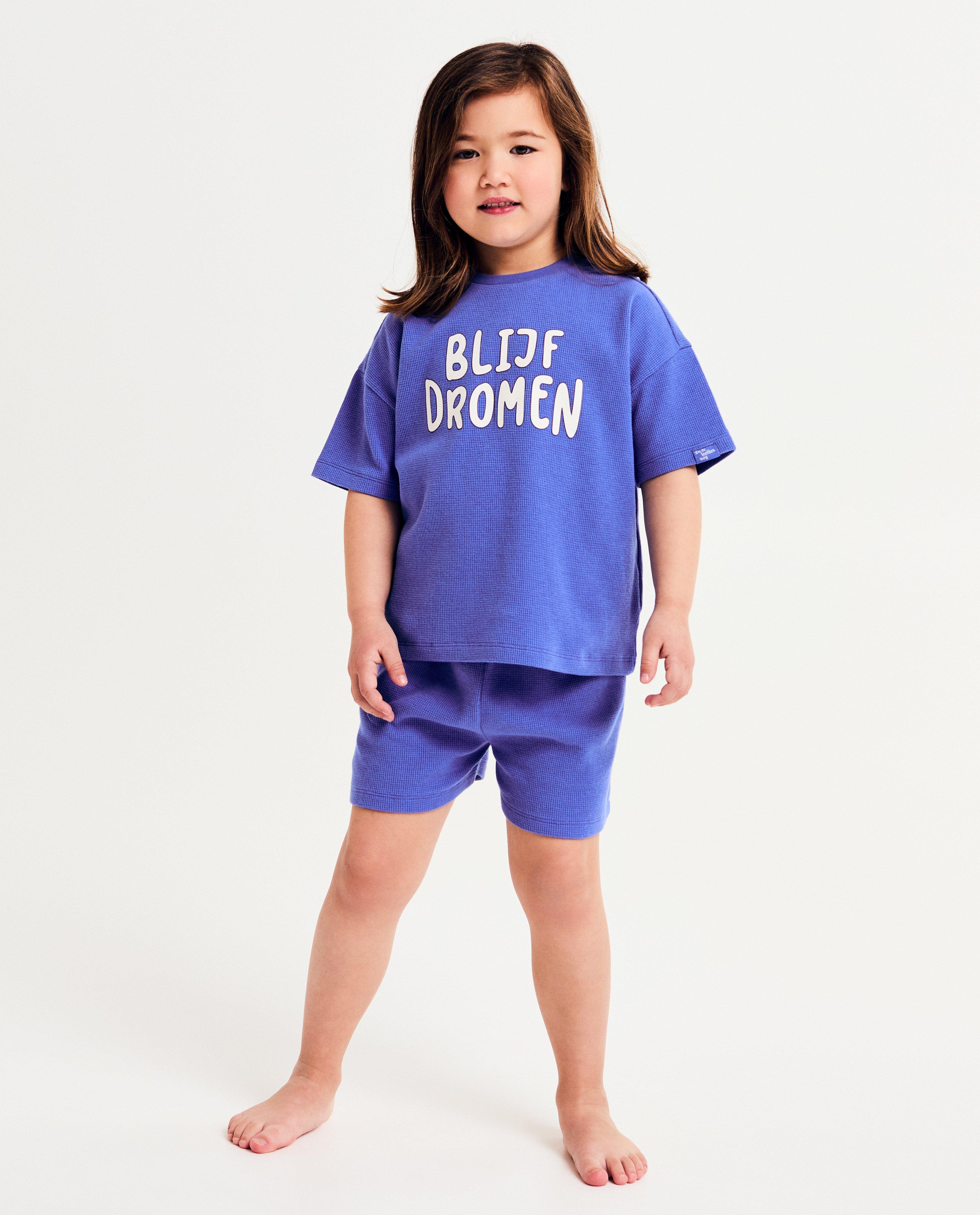Pijama Elisabeth Lucie Baeten cu inscripția Continuă să visezi, albastru unisex