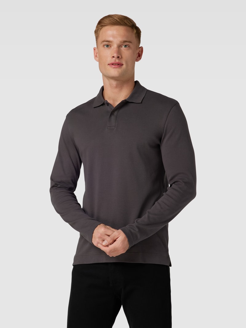 Poloshirt mit langen Ärmeln in anthrazit
