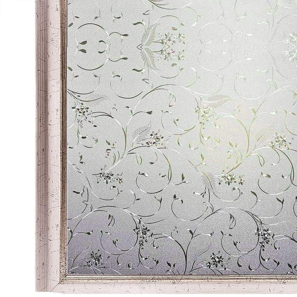 Fensterfolie Fensterfolie Blickdicht Selbsthaftend Motiv Ranke Sichtschutz 45x200CM, Sarfly, blickdicht, strukturiert, Elektrostatisch Selbsthaftend