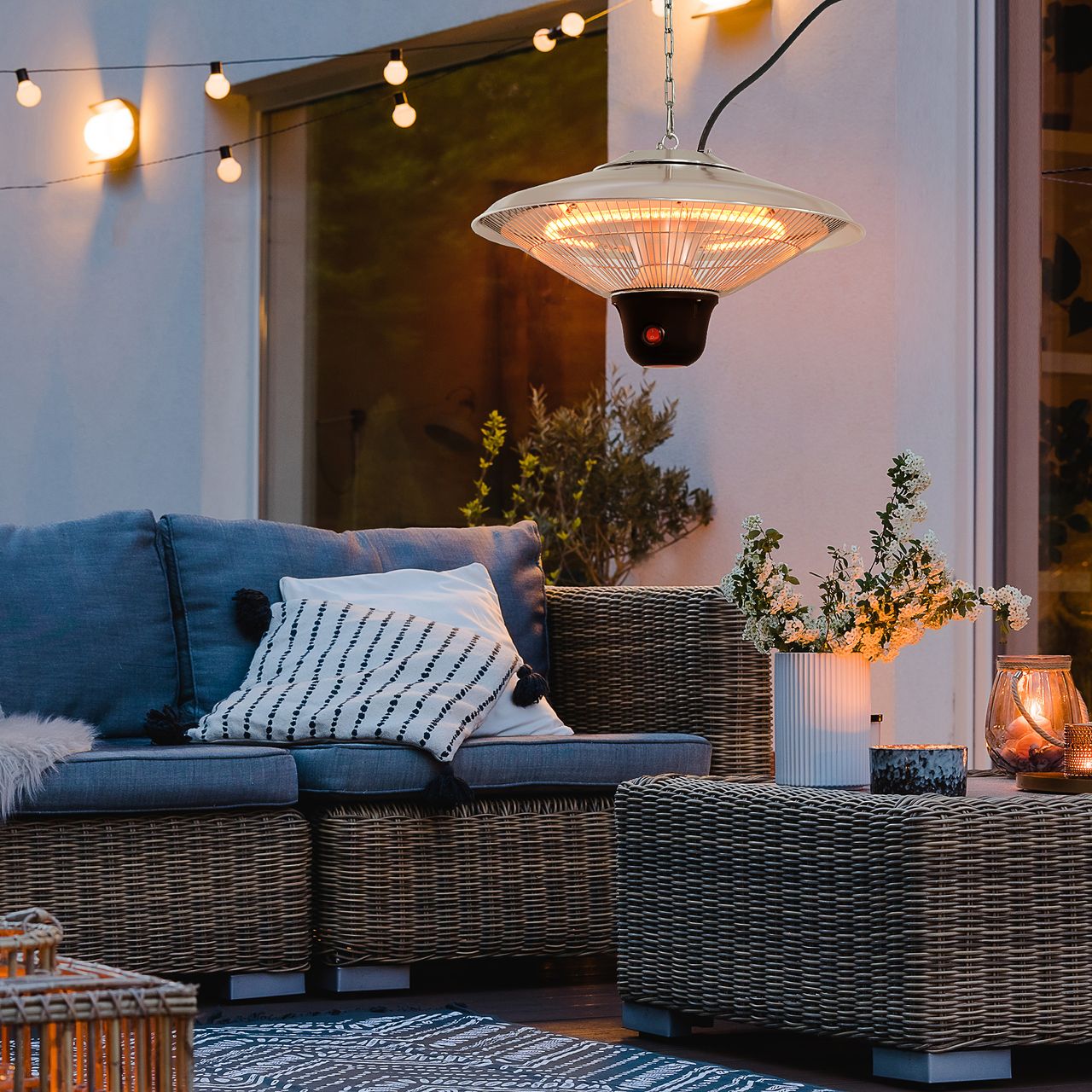Outsunny Deckenheizstrahler 1500W mit LED inkl. Fernbedienung