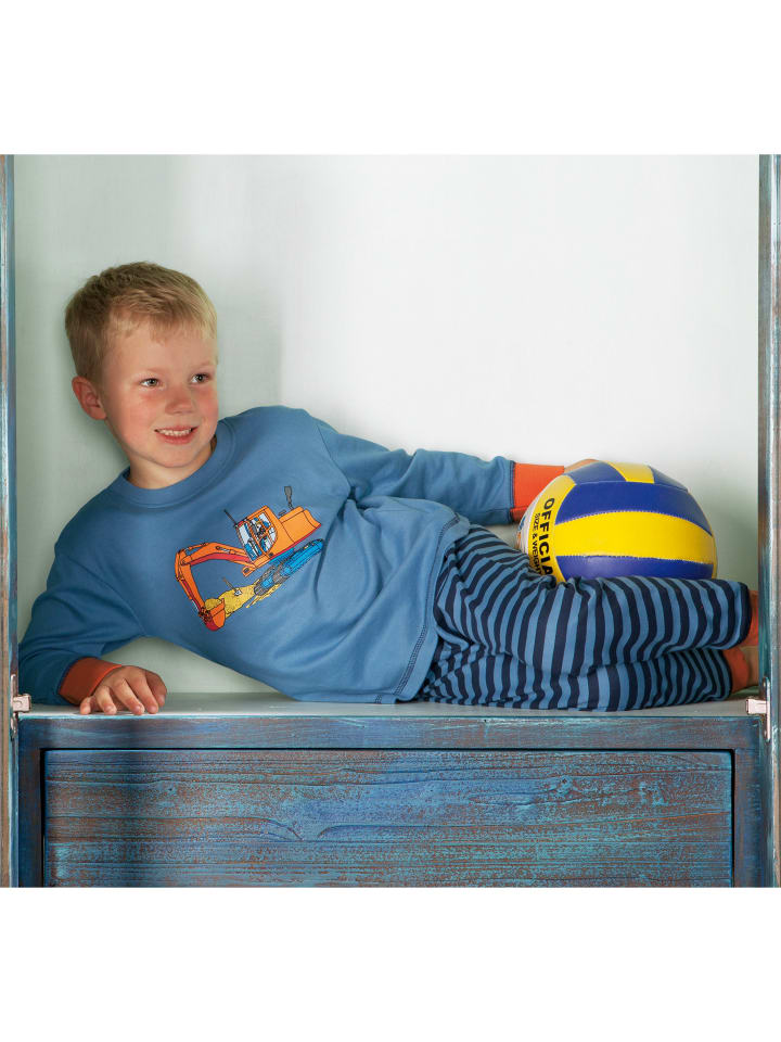 Erwin Müller Interlock-Jersey Kinder-Schlafanzug 2er-Pack in rauchblau/marine günstig kaufen