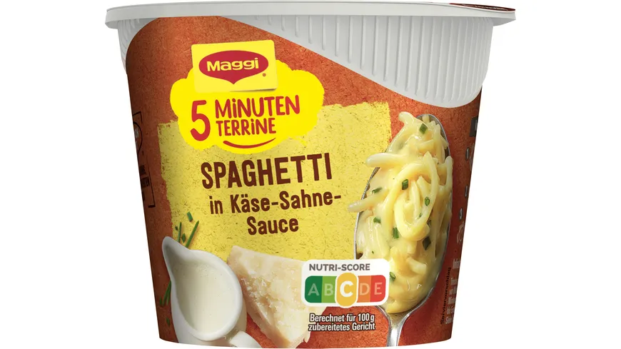 MAGGI 5 Minuten Terrine Spaghetti in Käse-Sahne-Sauce 62 g