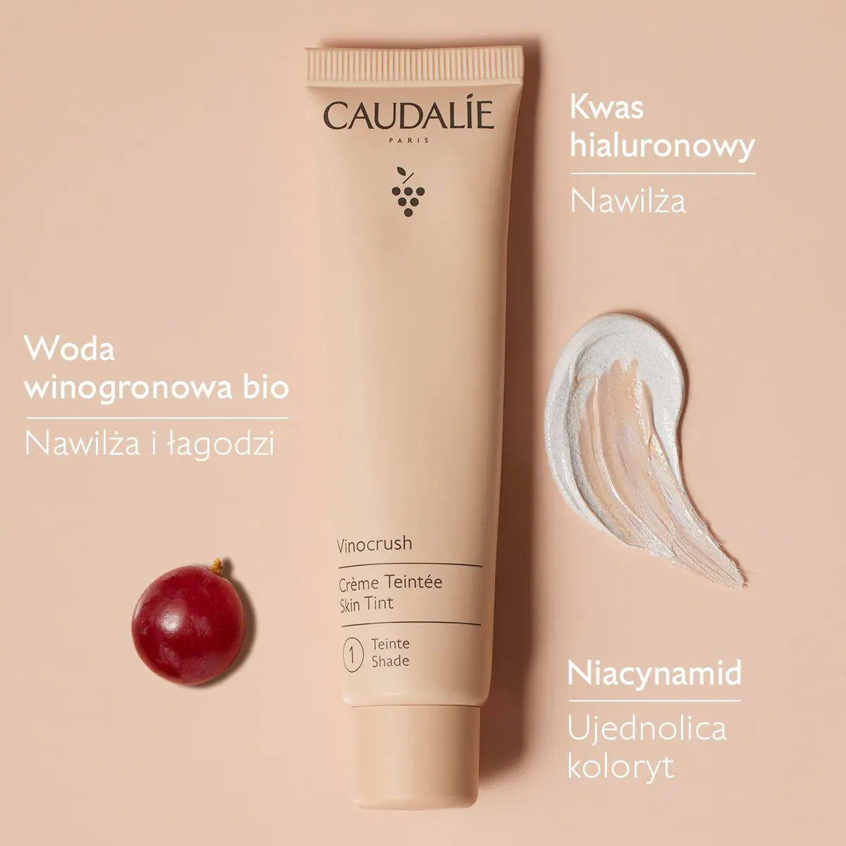 „Caudalie Vinocrush“ spalvotas kremas, 1 atspalvis