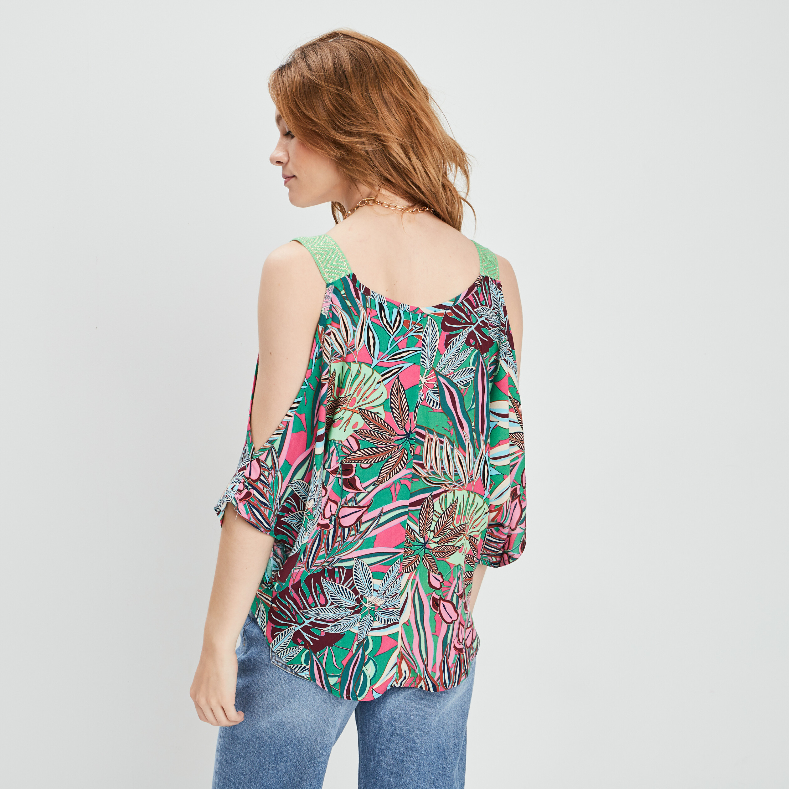 Blouse manches chauve-souris vert femme | La Halle