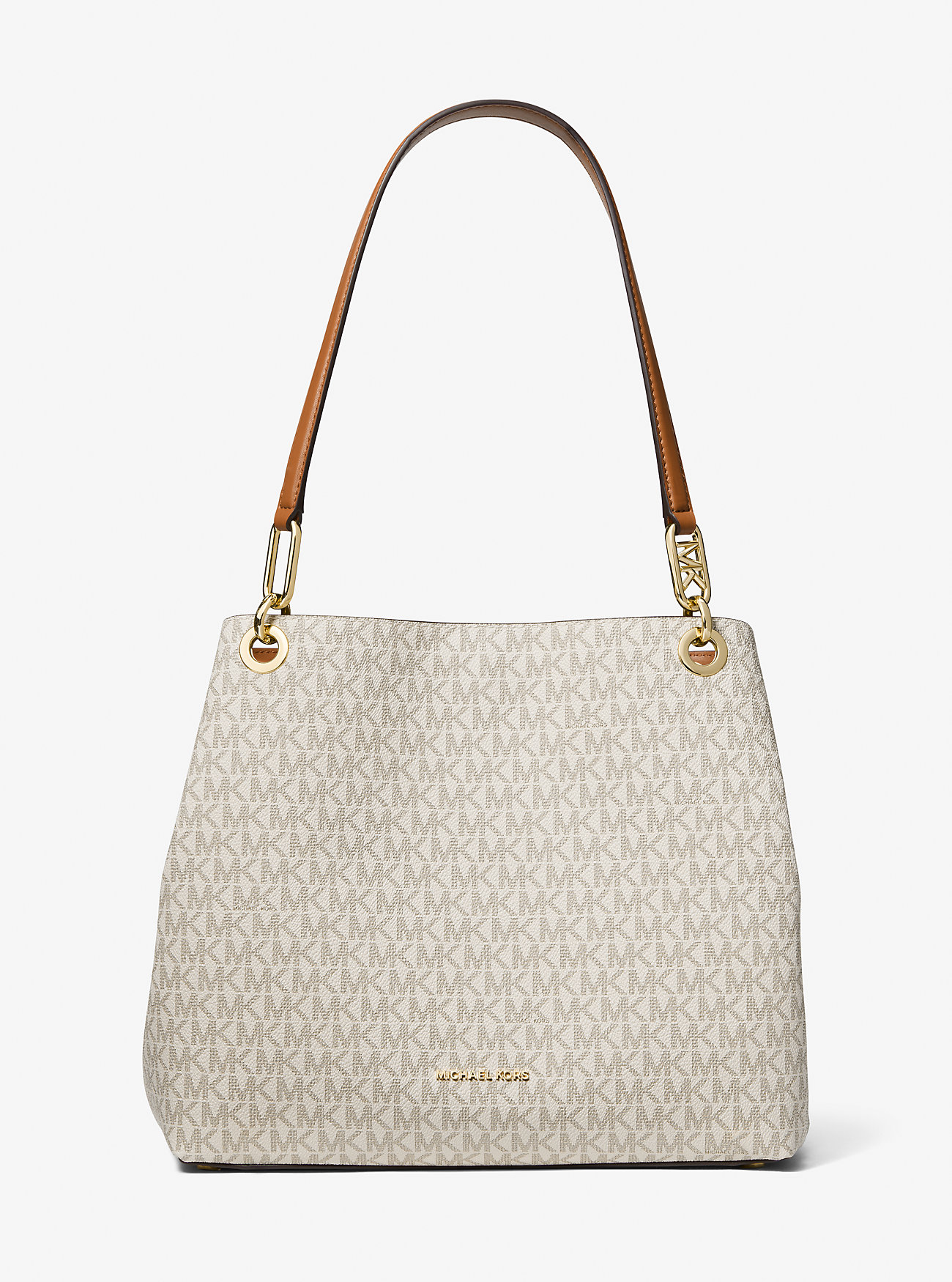 Kensington Stor Tote Bag med Signaturlogo – VANILJE/EIKORN