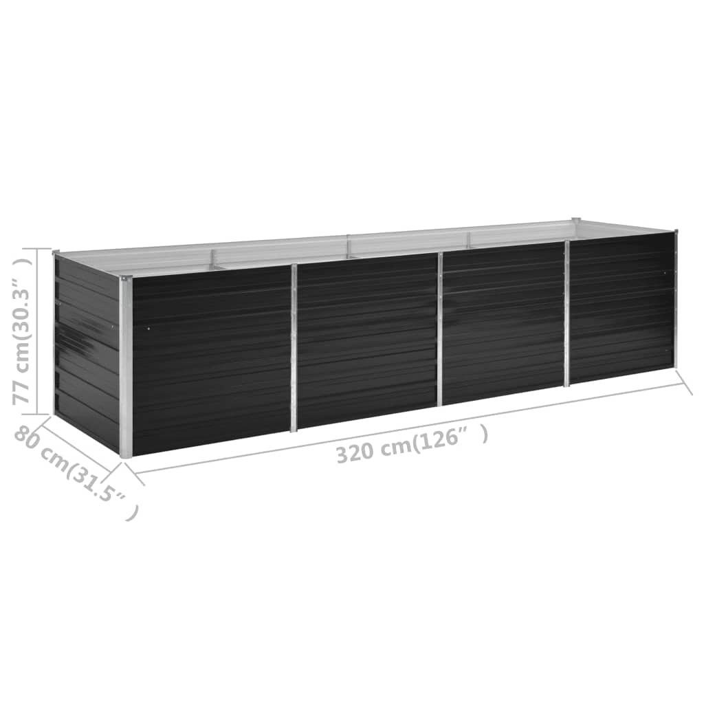 vidaXL Hochbeet Hochbeet,Garten-Hochbeet Anthrazit 320 x 80 x 77 cm Verzinkter Stahl