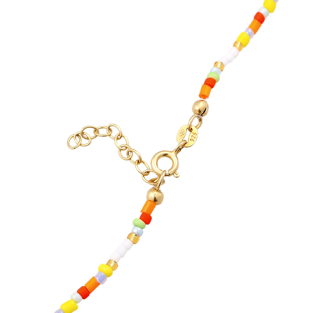 Elli Elli Collier Femmes Choker Peace Pendentif Beads Boho en argent sterling 925 plaq collier