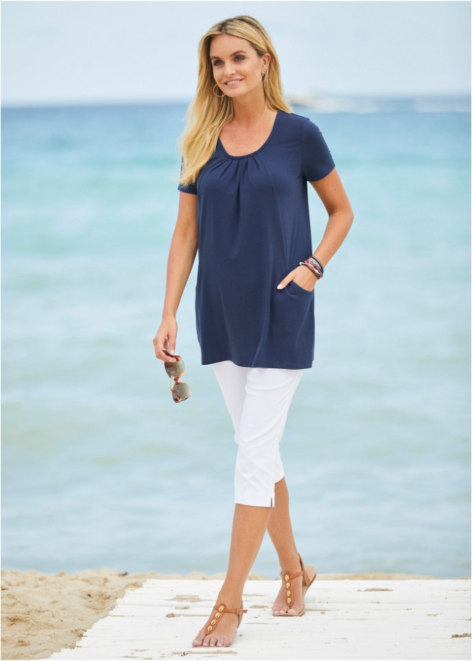 Longshirt mit rundhals Dekollete