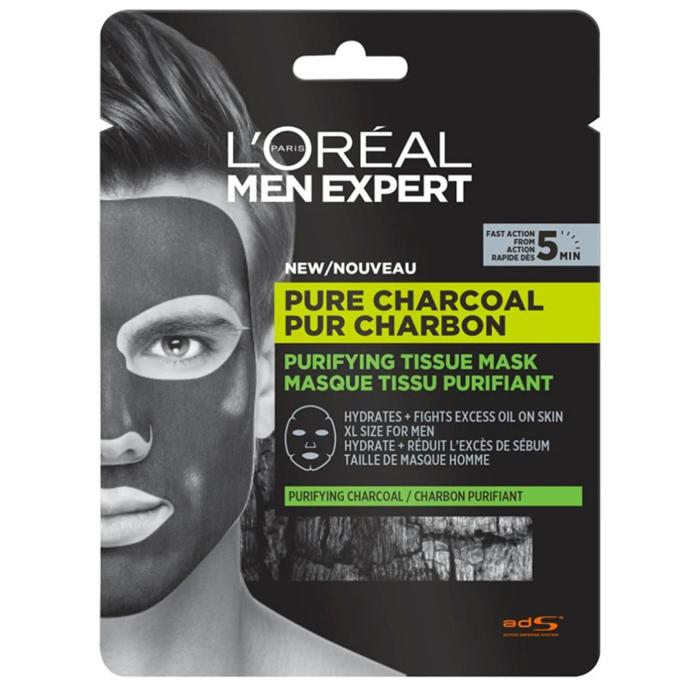 L´Oréal Paris Masque Tissu Purifiant Visage Charbon Pure Men Expert