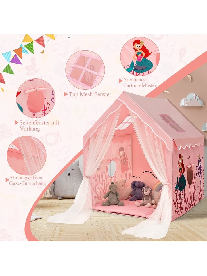 COSTWAY Spielzelt für 2-4 Personen in Rosa günstig kaufen 120 cm