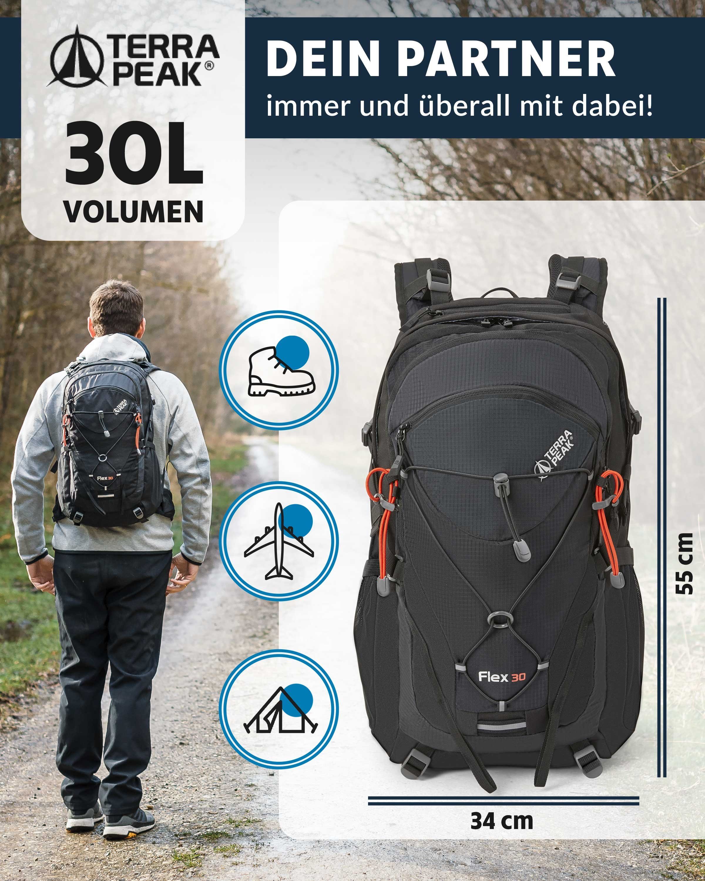 Terra Peak Wanderrucksack Flex 30, 30L mit YKK Reißverschluss Trekkingrucksack mit Hüftgurt