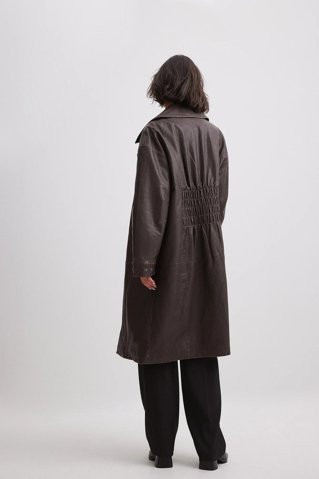 PU-Jacke mit großem Kragen im Used-Look