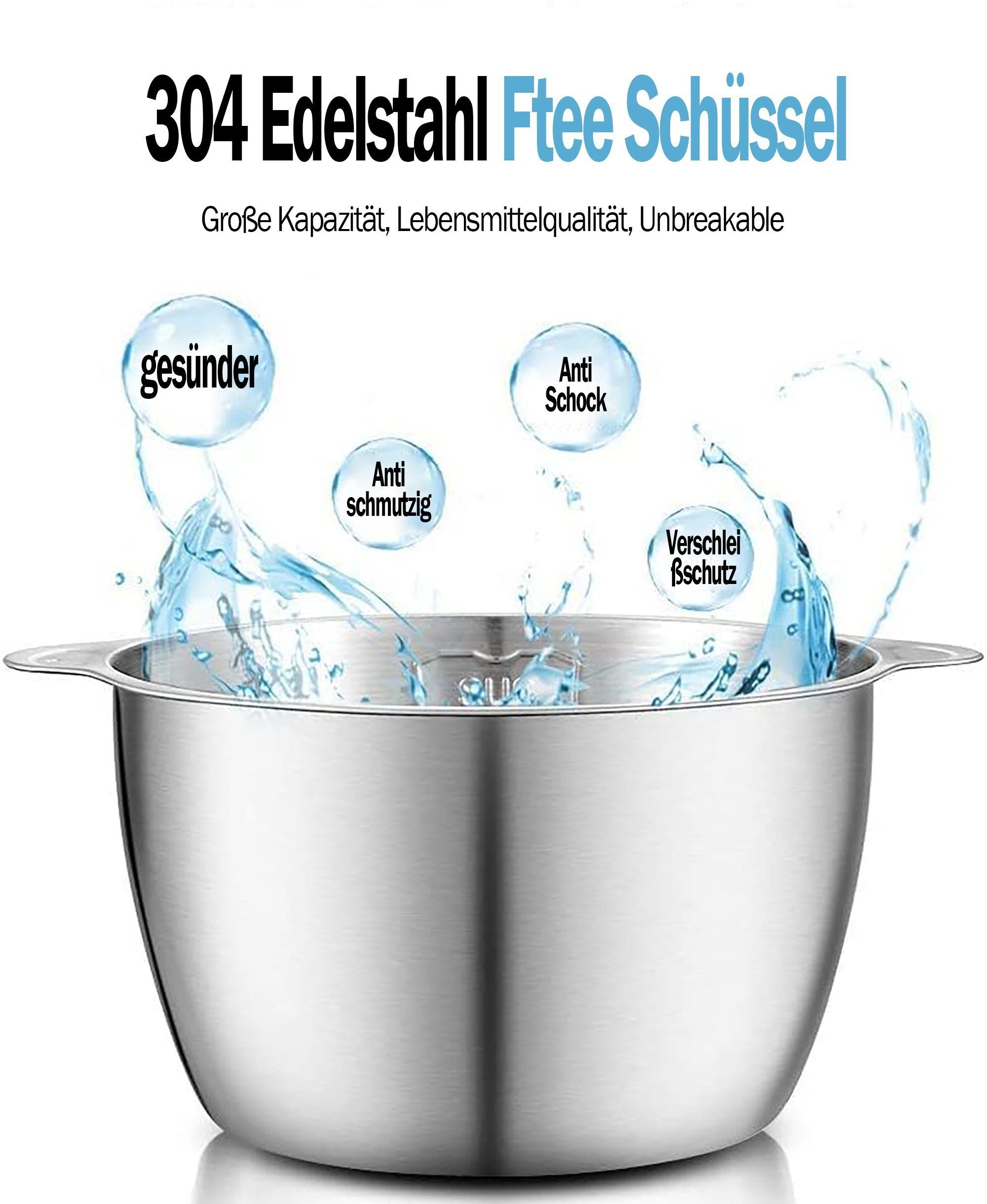 KUGI Zerkleinerer Elektrischer Fleischwolf,elektrisch Gemüseschneider 2L, Zwiebelschneider,4 Schneidemesser,304 Edelstahl,Zweite Drehzahl