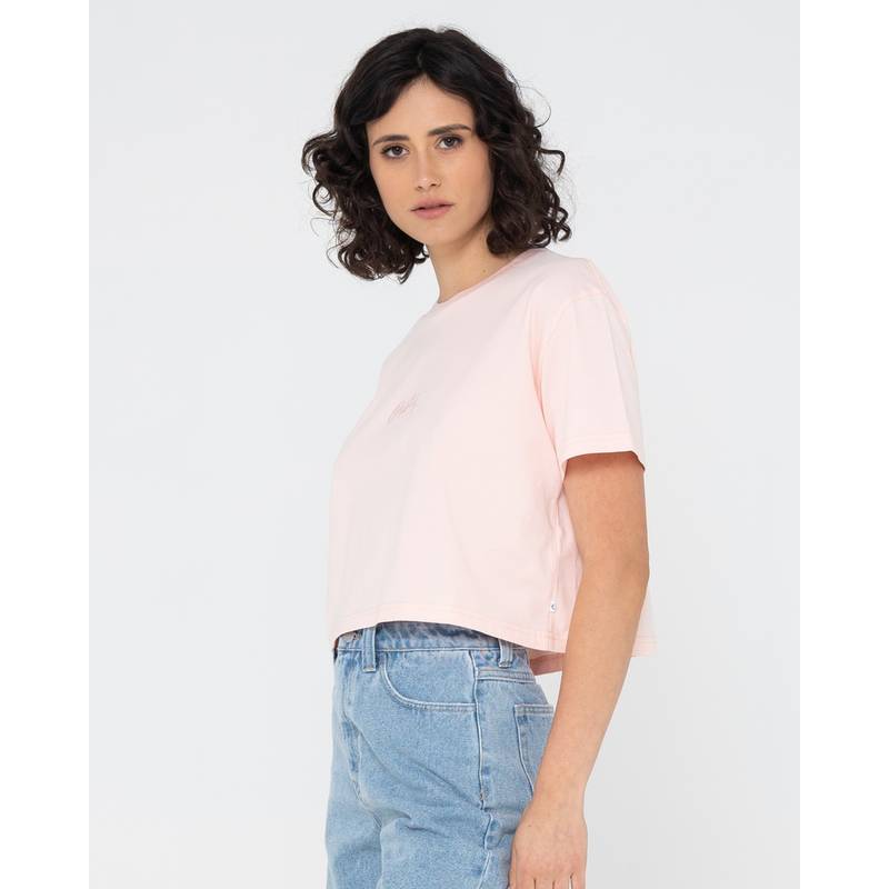 RUSTY RUSTY SCRIPT RELAXED FIT CROP TEE T-Shirt Damen