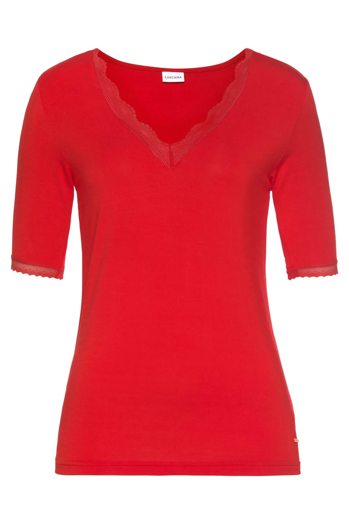 LASCANA  Pyjamaoberteil - Rot - Unifarben