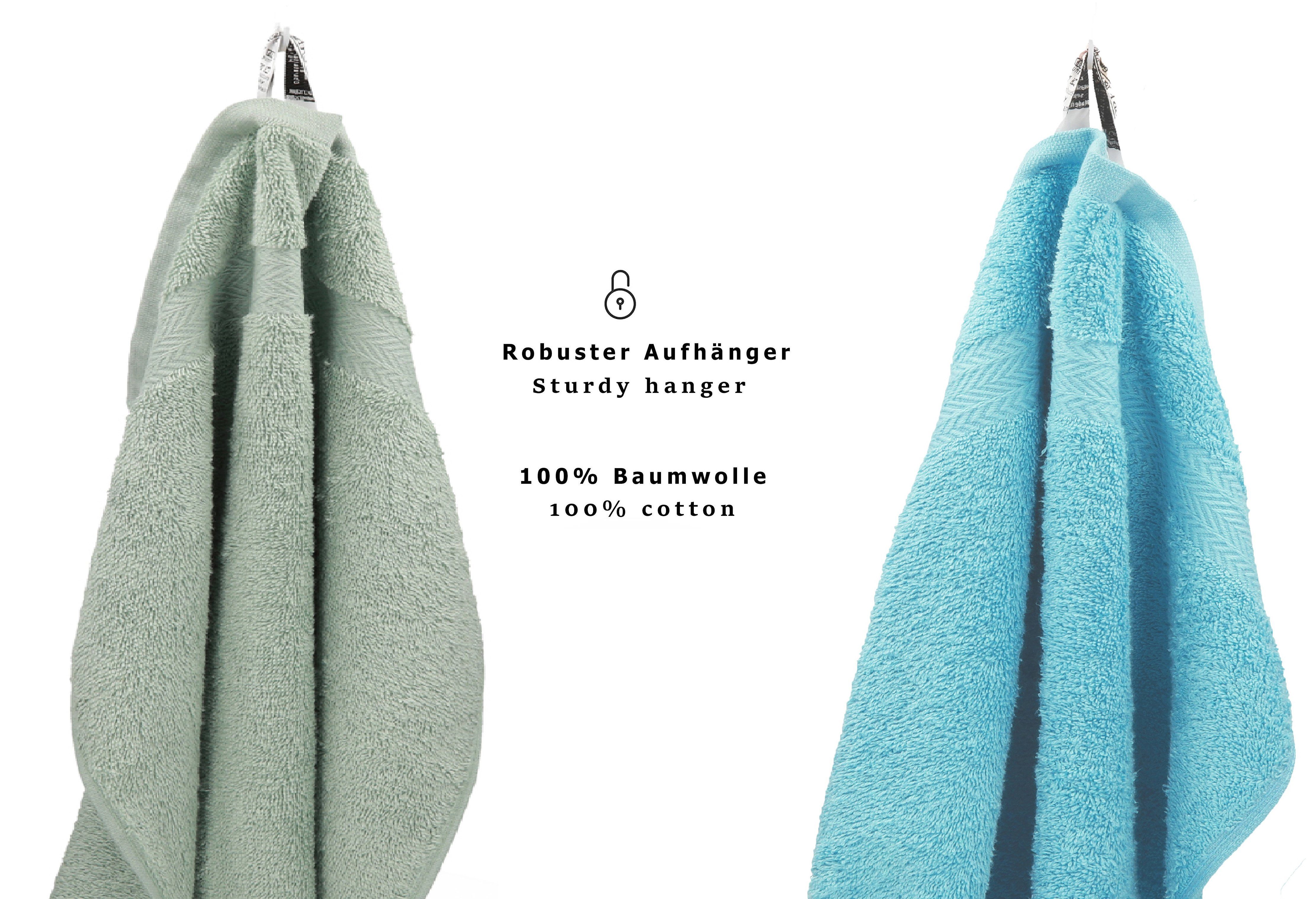 Betz Handtuch Set 12-TLG. Handtuch Set Premium Farbe heugrün/Ocean, Baumwolle, (12-tlg)