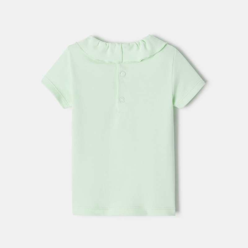 T-shirt à col collerette manches courtes en coton bio bleu naissance Absorba
