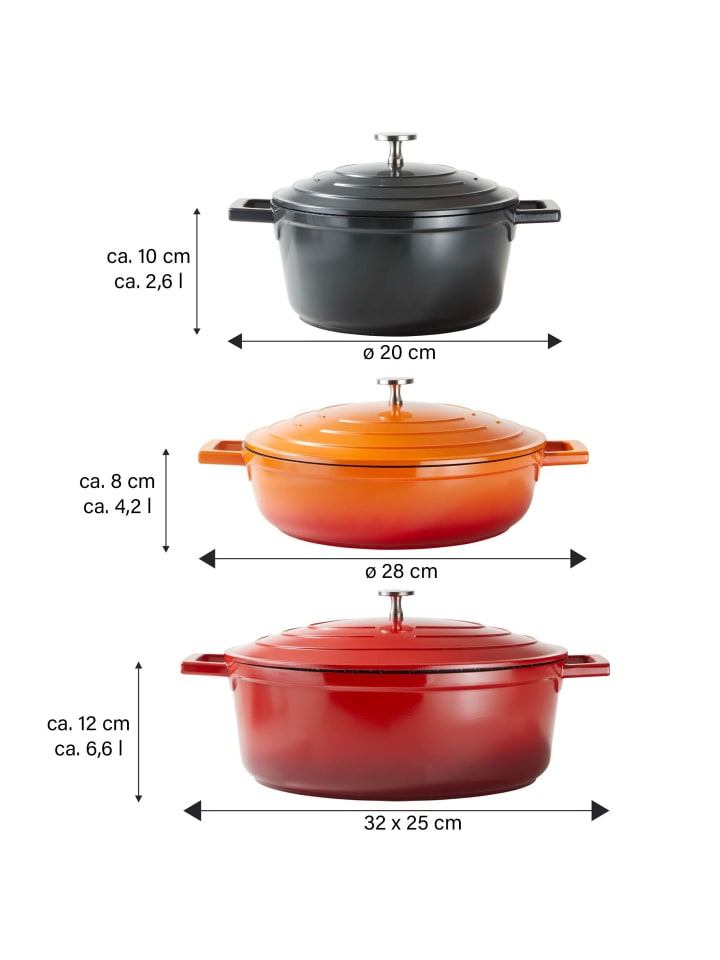 Stoneline Cocotte Bräter Oval 32x25 cm | mit Deckel in Rot günstig kaufen Ø 32 cm