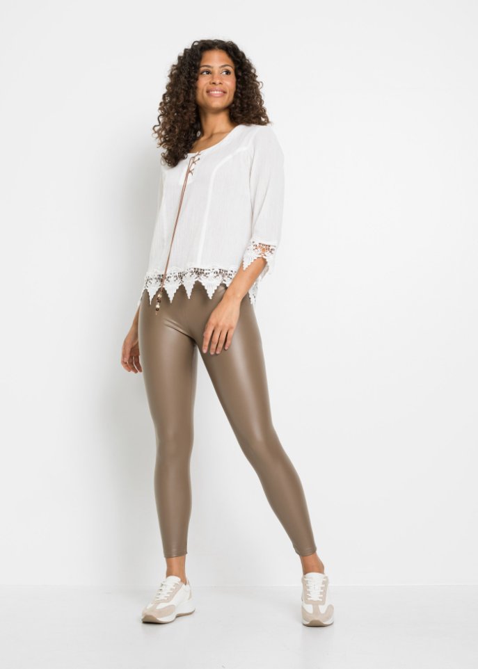 Bluse mit Schnürung und Spitzendetails