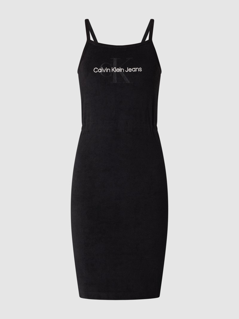 Kleid mit Logo-Stickerei  in schwarz
