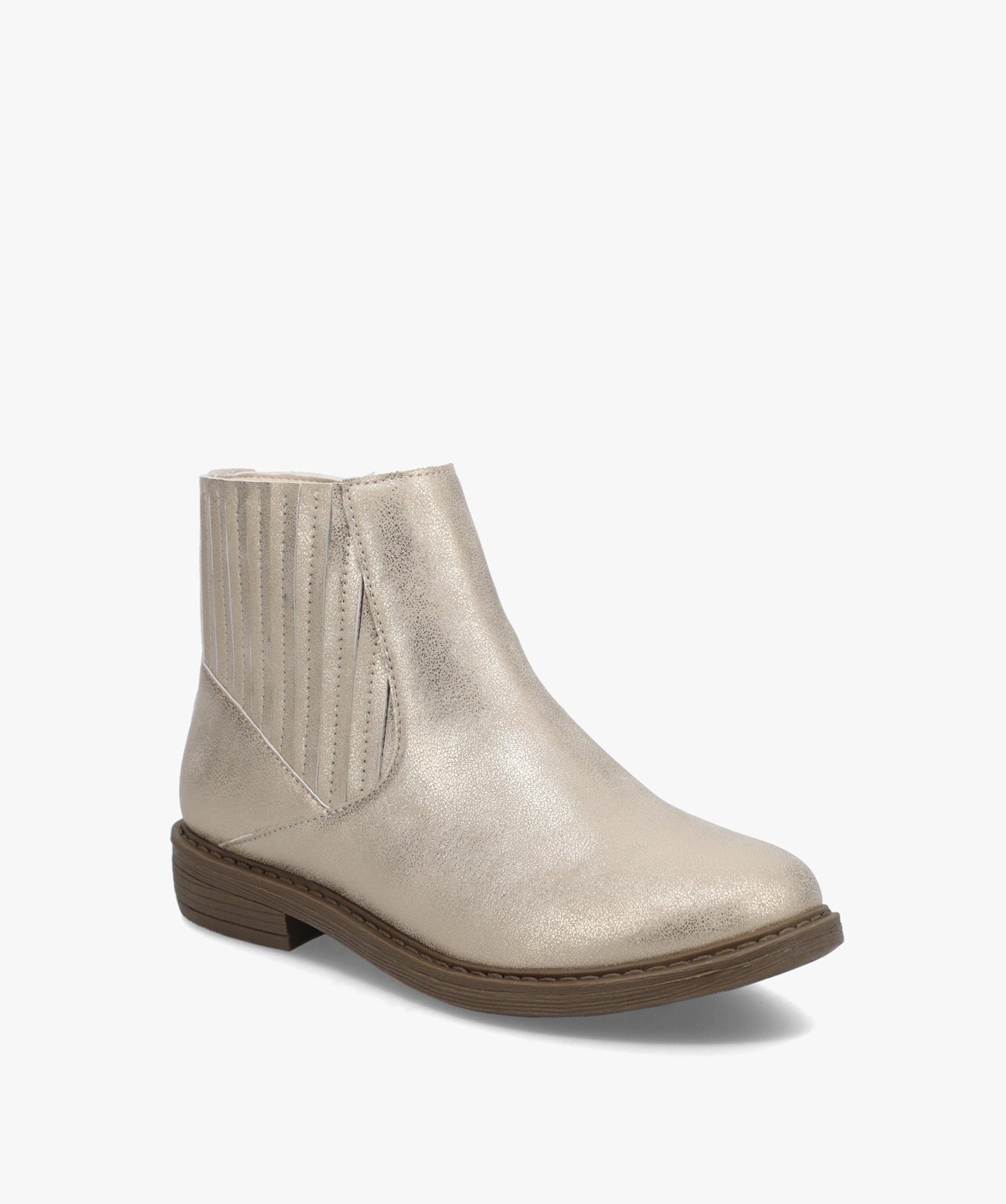 Boots filles à talon plat dessus uni métallisé or | GEMO