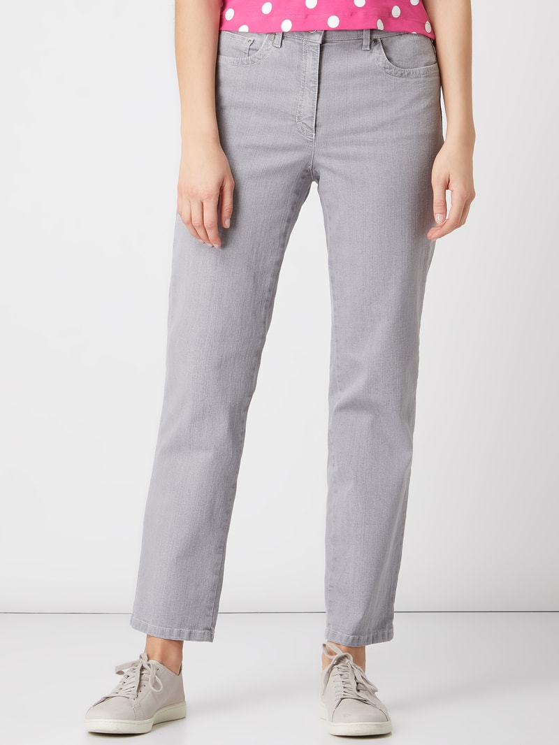 Comfort Fit Jeans mit Stretch-Anteil Modell 'Greta' in hellgrau