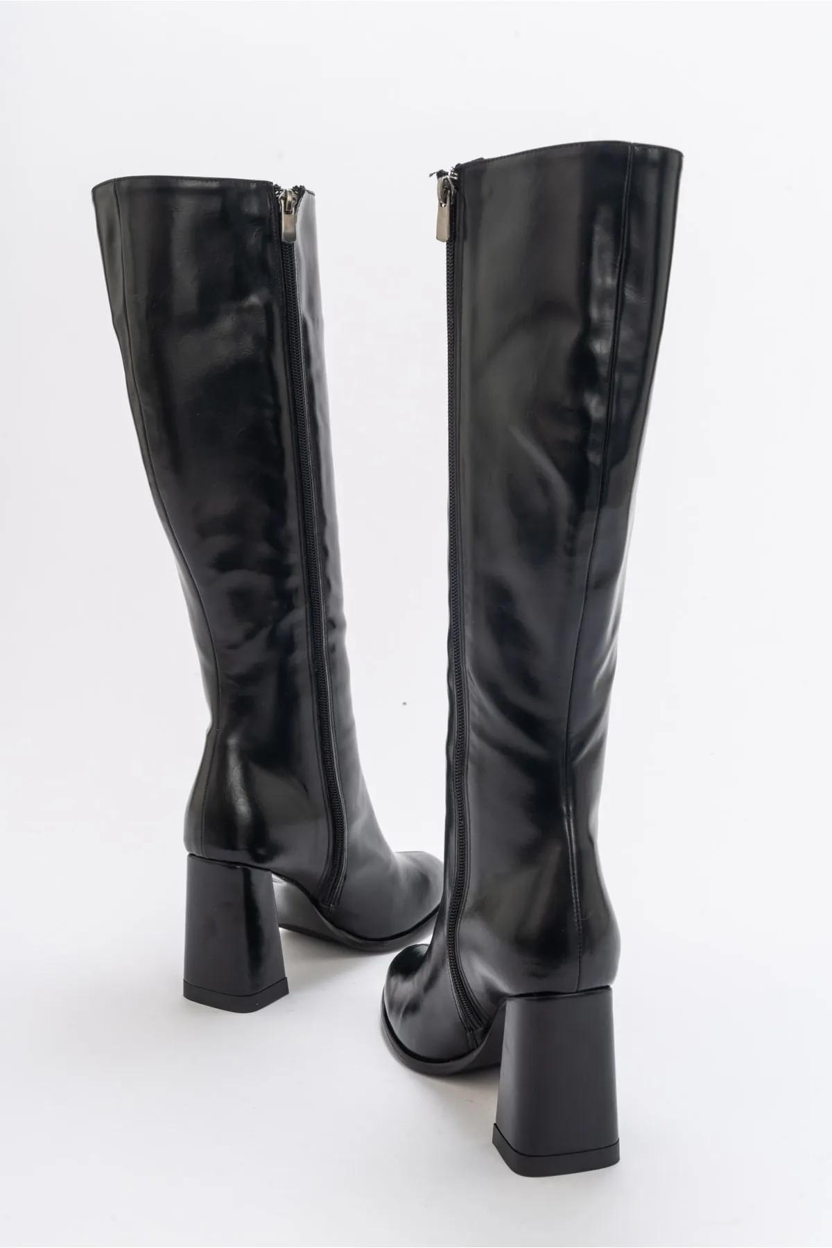 LuviShoes  Decer Black Skin Damen-Stiefel mit Absatz