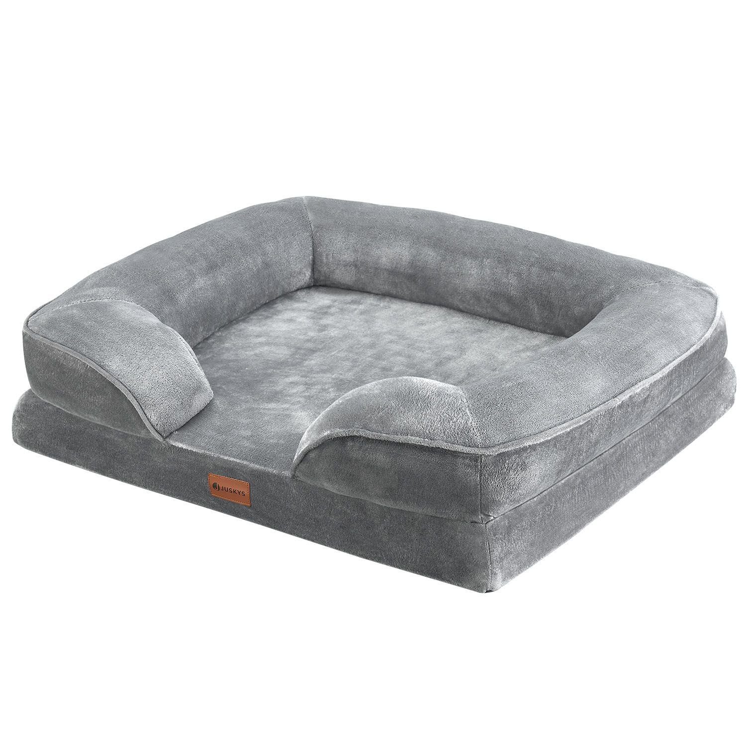 Juskys Tierbett Sheena, Stoff, Flanell (100 % Polyester), orthopädisch, waschbar und rutschfest, gepolsterter Rand