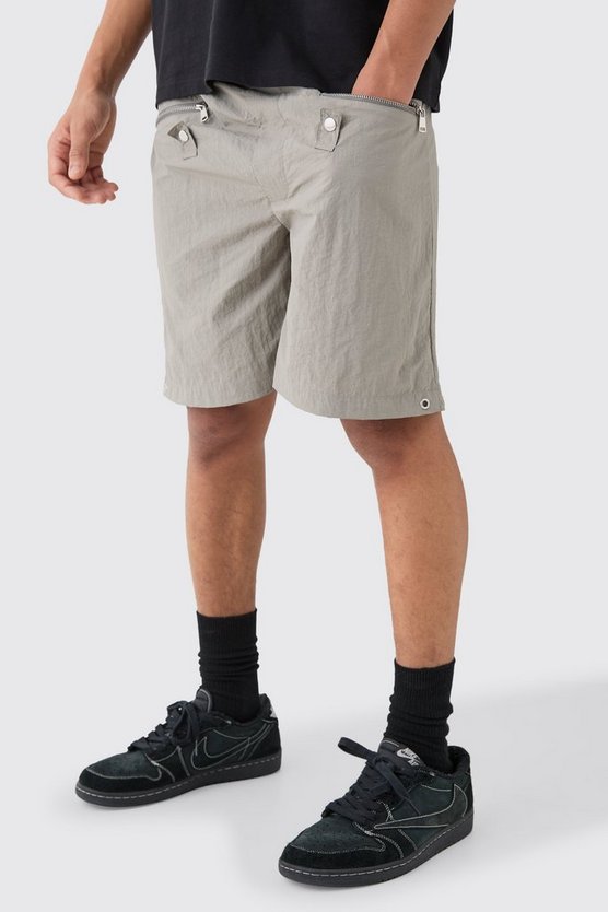 Lockere Shorts mit Reißverschluss-Detail