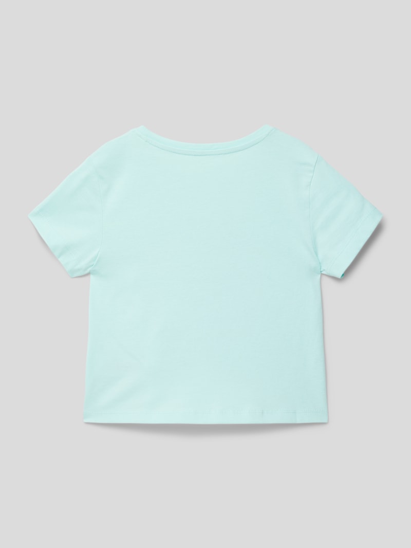 T-Shirt mit Motiv-Detail in helltürkis