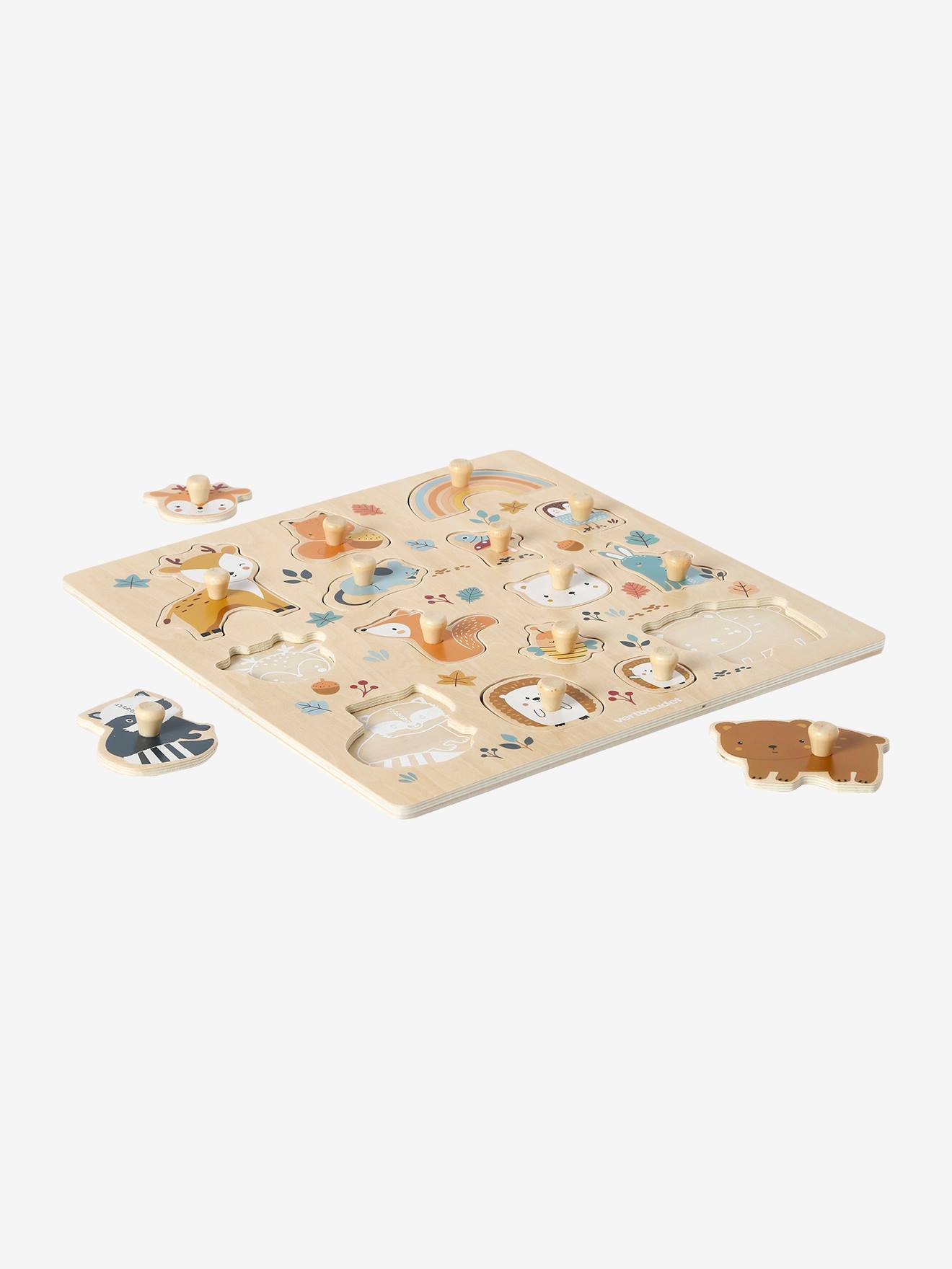 Vertbaudet Baby Steckpuzzle WALDFREUNDE aus Holz FSC - orange