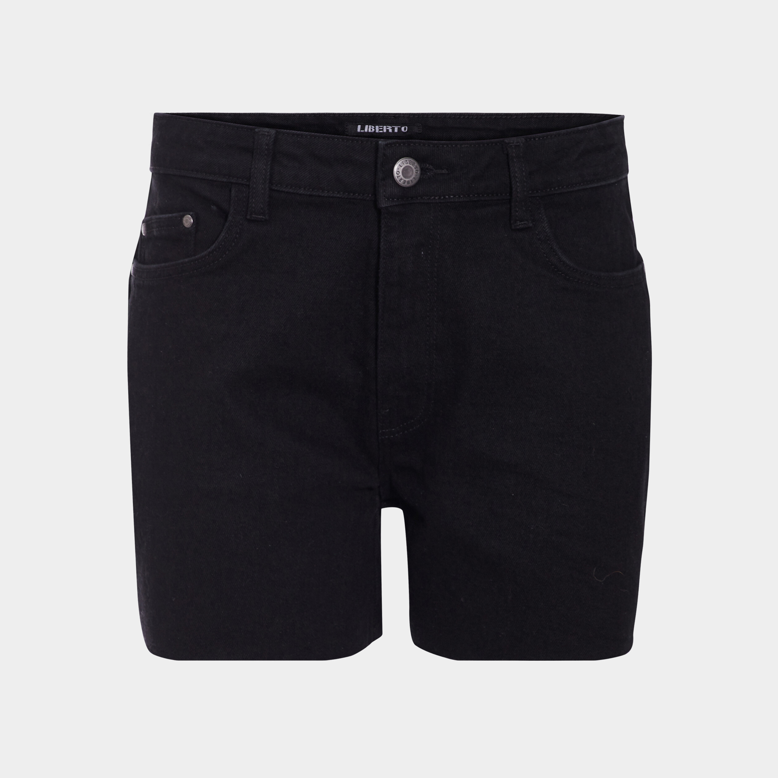 Short ajusté taille haute denim noir femme | La Halle