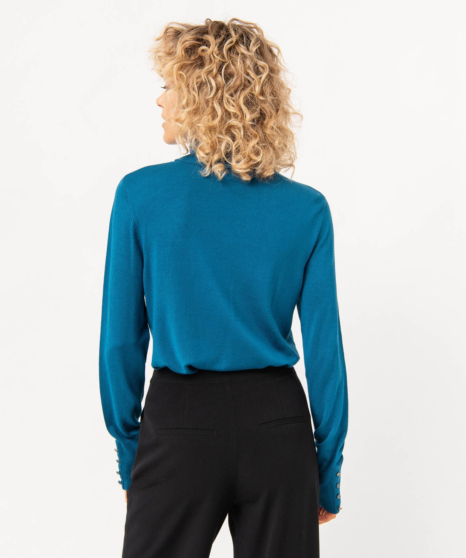 Pull à col roulé en maille fine femme bleu | GEMO