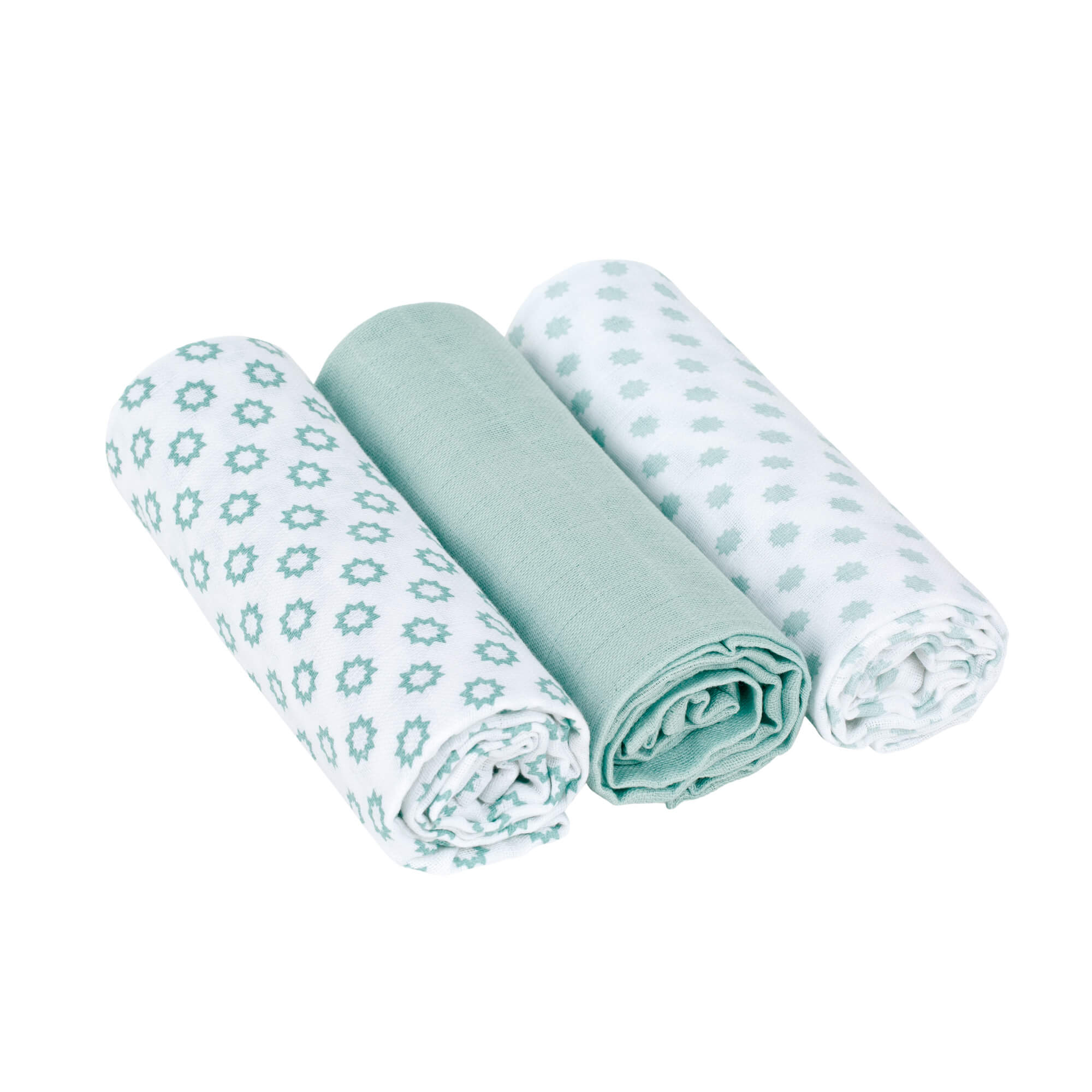 Mulltücher (3 Stk) - Swaddle & Burp Blanket L, Little Chums Stars Light Mint