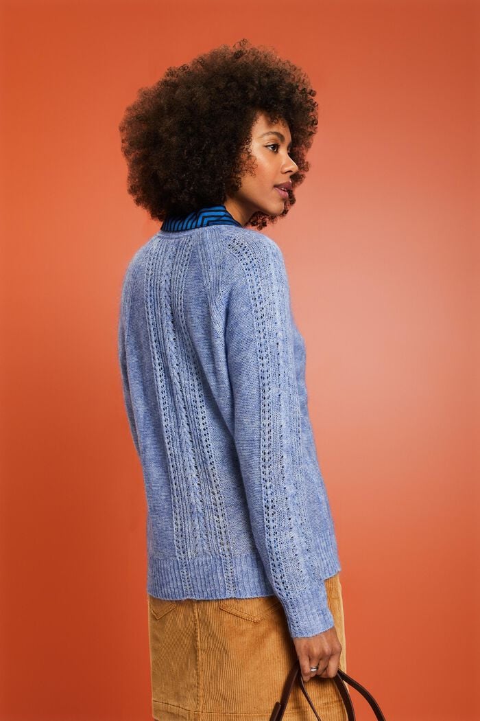 Pointelle-Strickpullover mit Rundhalsausschnitt