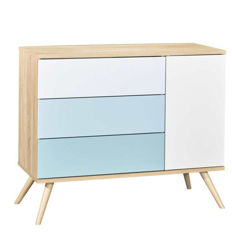 Commode 1 porte et 3 tiroirs Seventies