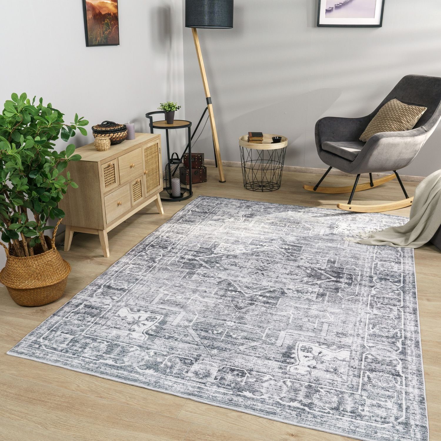 Teppich Wohnzimmer Teppich Kurzflor Wohnzimmerteppich Soft Used, TT Home, rechteckig, Höhe: 12 mm