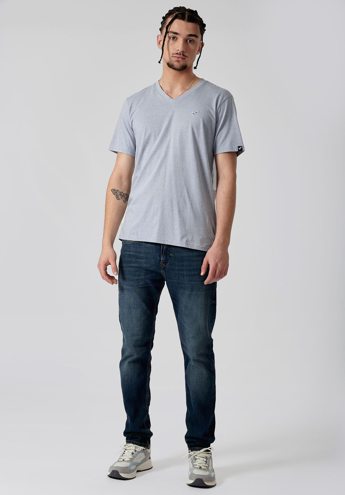 SAVE   T-shirt bleu chiné Homme en 100% coton