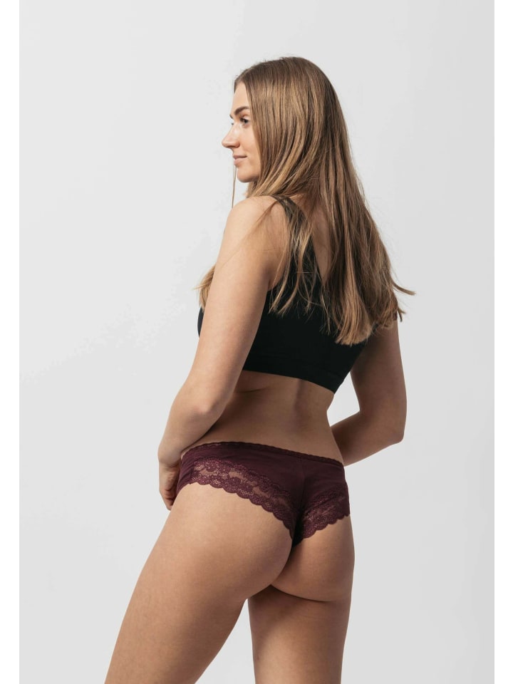 SNOCKS Brazilian Slips mit Spitze aus Bio-Baumwolle 3 Stück in Mix (Mauve/Weinrot/Schwarz) günstig kaufen