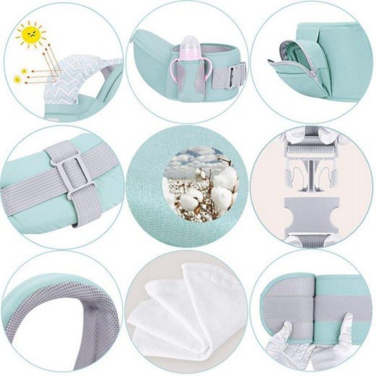 Hikeren Bauchtrage 6-in-1 Babytrage für Neugeborene ab Geburt,(3-30kg)