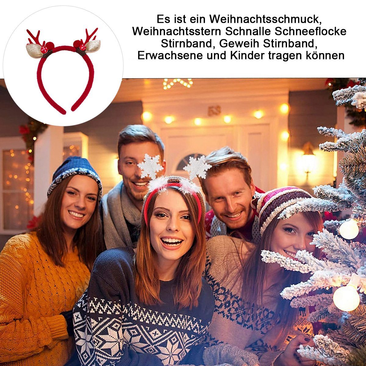 ZmdecQna Haarband Weihnachts Haarreif für Kinder/Mädchen/Damen/Weihnachten Party