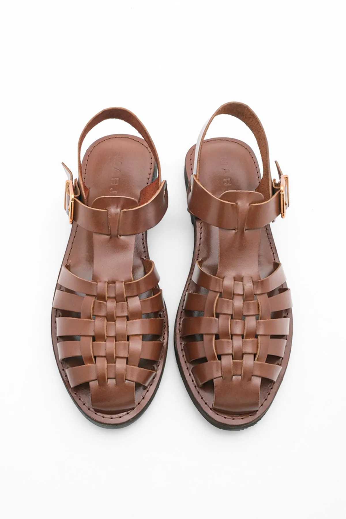 Marjin  Damen Sandalen Kesva Tan aus echtem Leder mit leichter Eva-Sohle