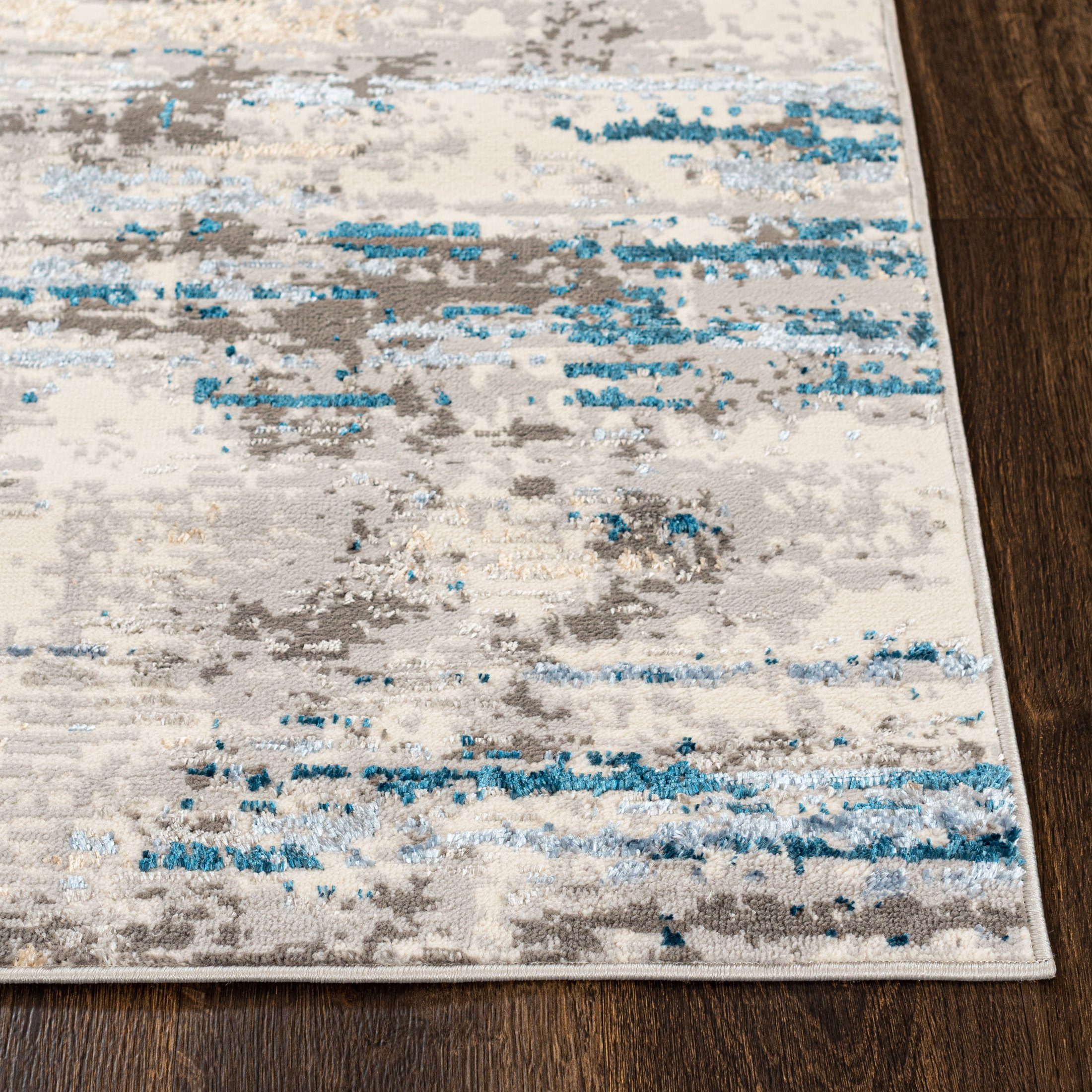 Läufer Läufer Flurläufer Modern für Vorzimmer - Abstrakt - Beige Grau Blau, Mazovia, 60 x 100 cm, Kurzflor, Meterware, Höhe 8 mm, Kurzflor - niedrige Florhöhe