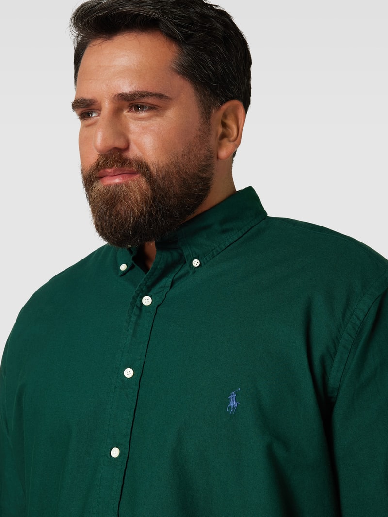 PLUS SIZE Freizeithemd mit Label-Stitching in dunkelgrün