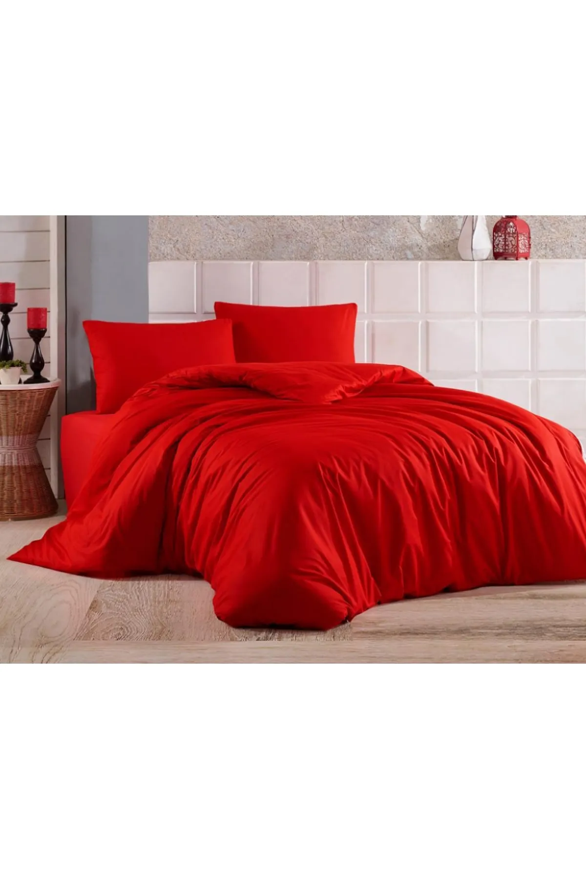 Çeyiz Diyarı  Mandel-Einzelbettbezug-Set, Rot