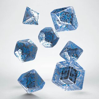Elvish Translucent & blue Dice Set (7)