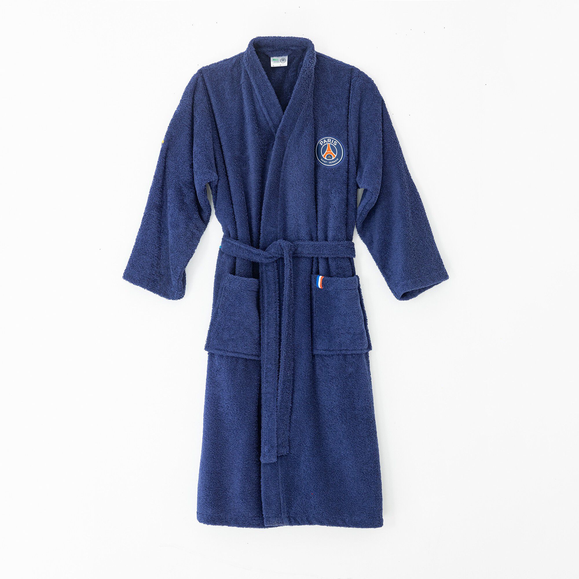 Peignoir de bain adulte PSG col kimono, éponge bouclette