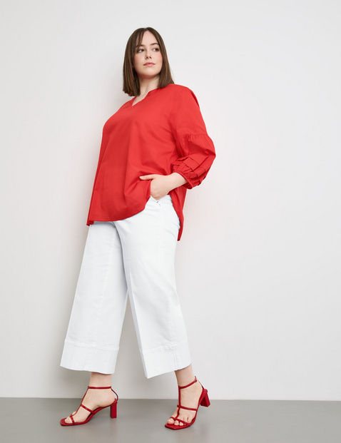 Leichte Baumwollbluse mit Ballonärmeln
