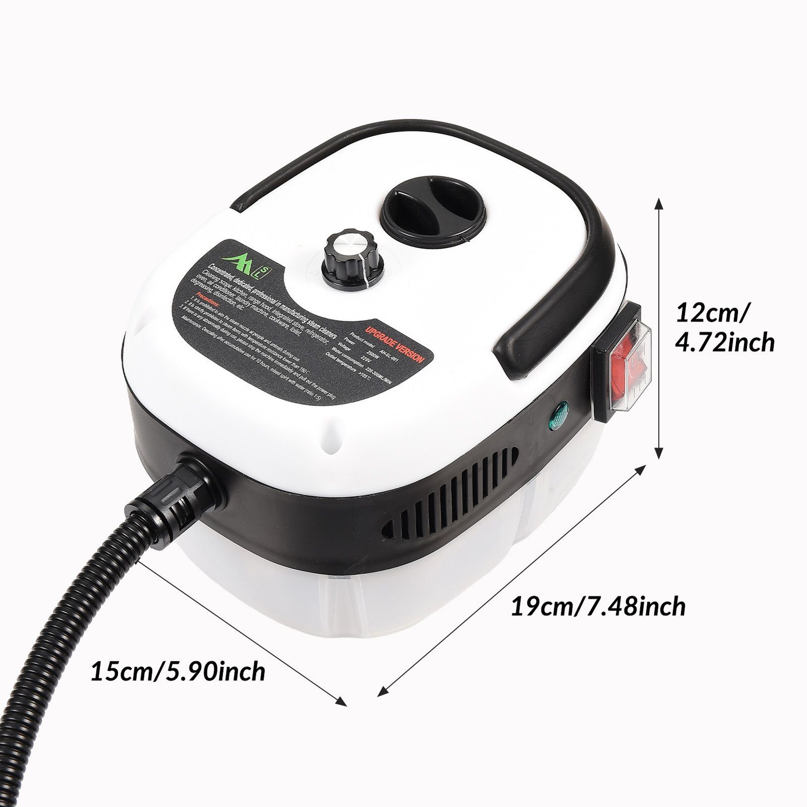 SEEZSSA Handdampfreiniger 2500W Tragbarer Dampfreiniger mit Bürstenköpfen Dampfsauger, Dampfreiniger Handgerät hocheffizient Reinigungsgerät,Weiß