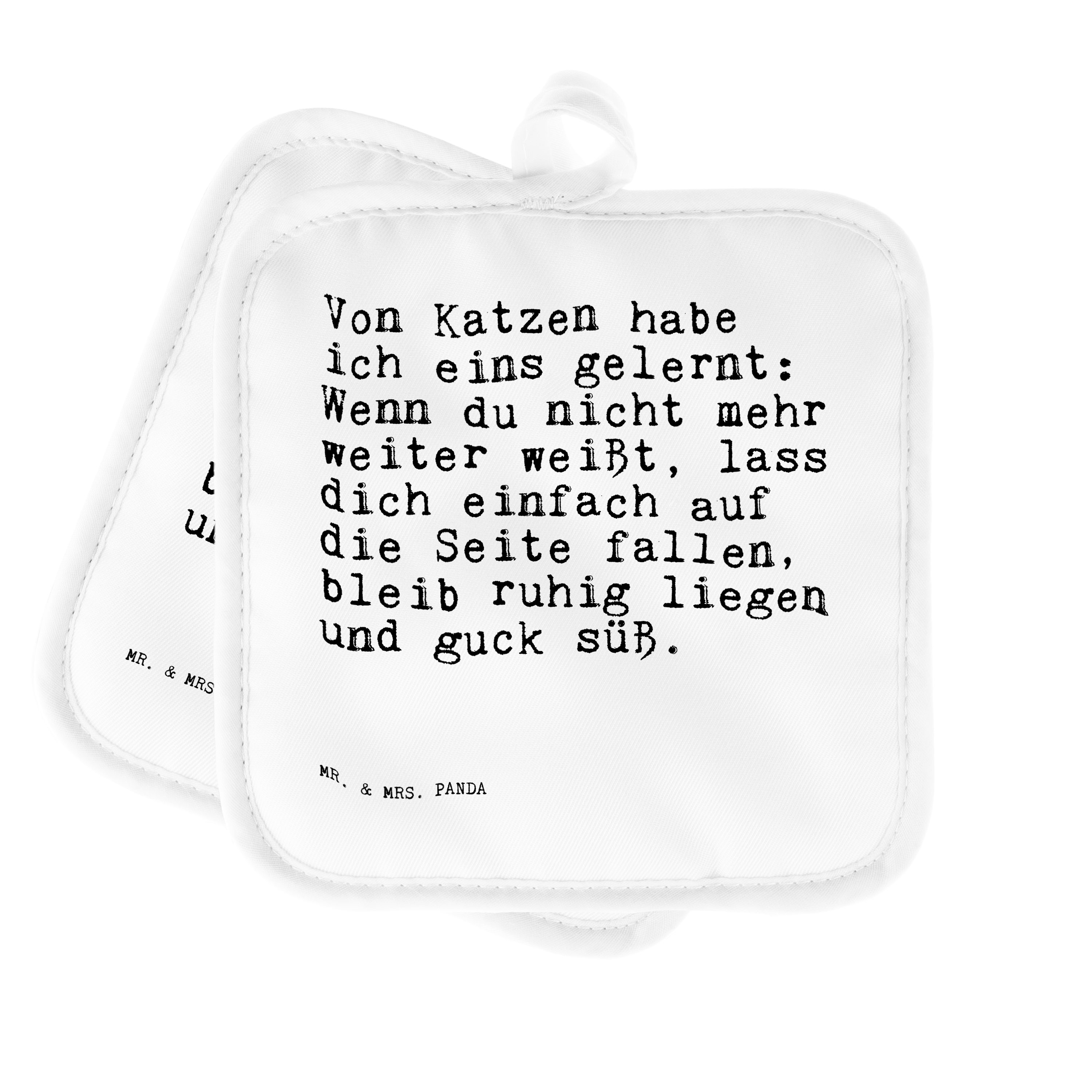 Mr. & Mrs. Panda Topflappen Von Katzen habe ich... - Weiß - Geschenk, Freundin, Spruch Sprüche We, (1-tlg)